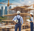 © SuperImages - Construction, construction workers on site. blurred Background