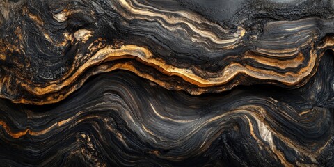 Wall Mural - Rock with black and gold pattern