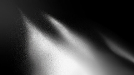 Leinwandbilder - Abstract black and white gradient background with a central light beam, featuring floating dust particles, light spot effects, and cool black and gray tones in a minimalist and artistic design, perfec