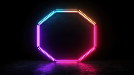 Wall Mural - neon frame in dark room