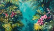 © Koplexs-Stock - Lush Tropical Floral Painting With Vibrant Colors