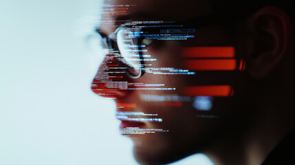 Focused software developer with glasses, immersed in coding work