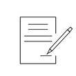 © Олег Струс - On a white background, an illustration of a document being signed with a pen. A simple illustration of the process of signing a document.
