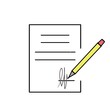 © Олег Струс - The process of signing a document with a yellow pen. The topic of documentation and business.