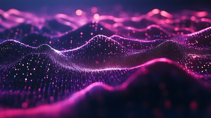 Wall Mural - abstract purple and pink particle wave landscape