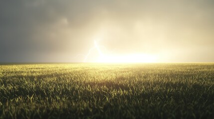 Wall Mural - Stormy Sunset Over Grassland: A Dramatic Landscape