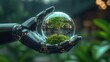 © Tuong - Robot Hand Saving Earth with Crystal Globe and Tree: A Sustainable Blend of Ecology and Technology for a Clean Planet