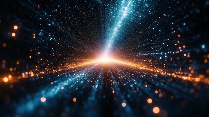 Wall Mural - Abstract glowing particles forming a tunnel.
