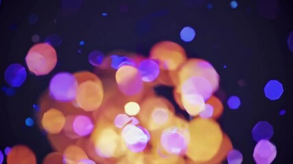 Aufkleber - Abstract bokeh lights in deep blue and warm amber, vibrant glow. Festive background and celebration concept