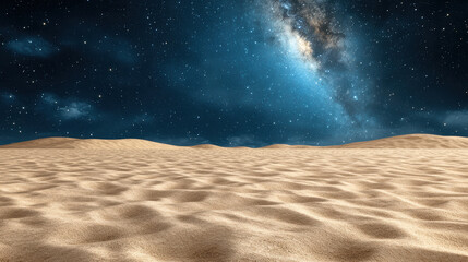 Sticker - vast desert landscape with cosmic sand dunes under starry sky