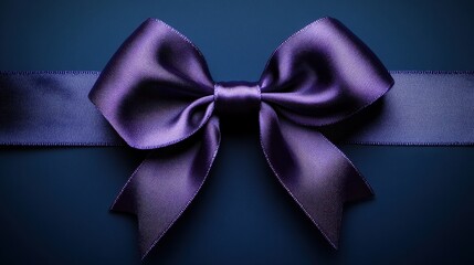 Wall Mural - Elegant purple satin bow resting on a dark background, perfect for gift wrapping and celebrations, showcasing craftsmanship and beauty