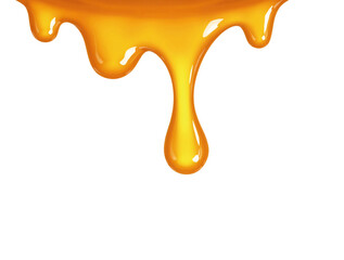 a vibrant, dripping stream of orange liquid, resembling honey or syrup. 