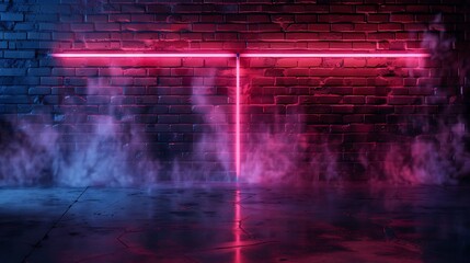 Leinwandbilder - Grunge brick wall with neon lights and smoke.