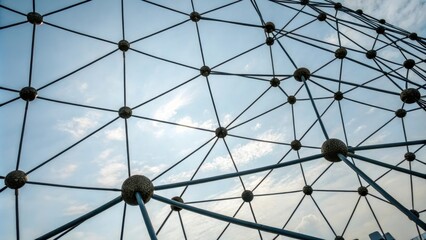 Abstract network of interconnected nodes forming a intricate web, lines, illustration, connections