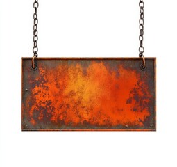 Wall Mural - Rusty orange metal sign hanging on chains. (2)