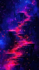 Wall Mural - a mystical canyon where radiant waterfalls tumble into pools of molten crystal. glowing vines cling 