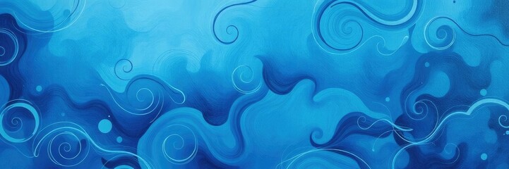 An artistic blue abstract background with swirls and curves, vibrant, graphic, element