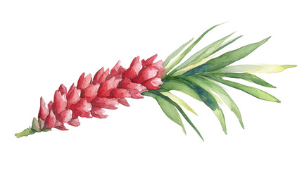 Watercolor Tropical Ginger Flower Illustration