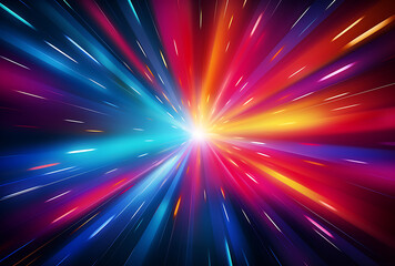 Poster - Colorful light effects on a black background, swirling colorful lights in the dark