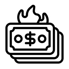 Wall Mural - Burning Money Line Icon