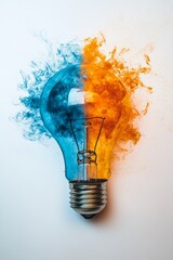 Poster - Blue and orange smoke engulfing a lightbulb.