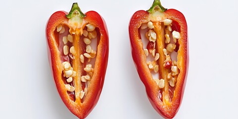 Wall Mural - a red pepper cut in half with a couple of small tomatoes