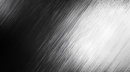 Poster - Abstract black and white background with a fine metal texture, illuminated by soft light from above. The grainy gradient creates a natural wood or rough paper effect, perfect for design projects empha