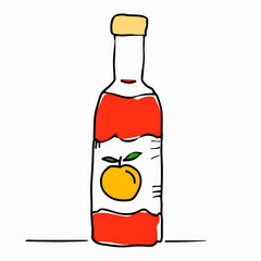 bottle of cold pressed juice with rustic label and orange design