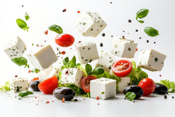 Wall Mural - Pile of feolite, olives, and tomatoes.