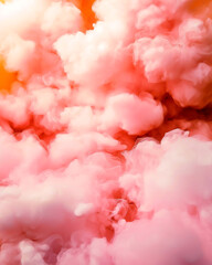 Aufkleber - Digital illustration of airy clouds resembling pink cotton candy. Light, soft textures flowing in a free form. Abstract and harmonious