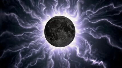 Wall Mural - moon surrounded by glowing energy patterns, cosmic and mystical concept