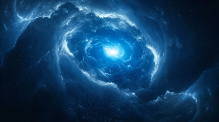 Wall Mural - abstract background of a beautiful glowing blue supernova galaxy in deep space. generative ai