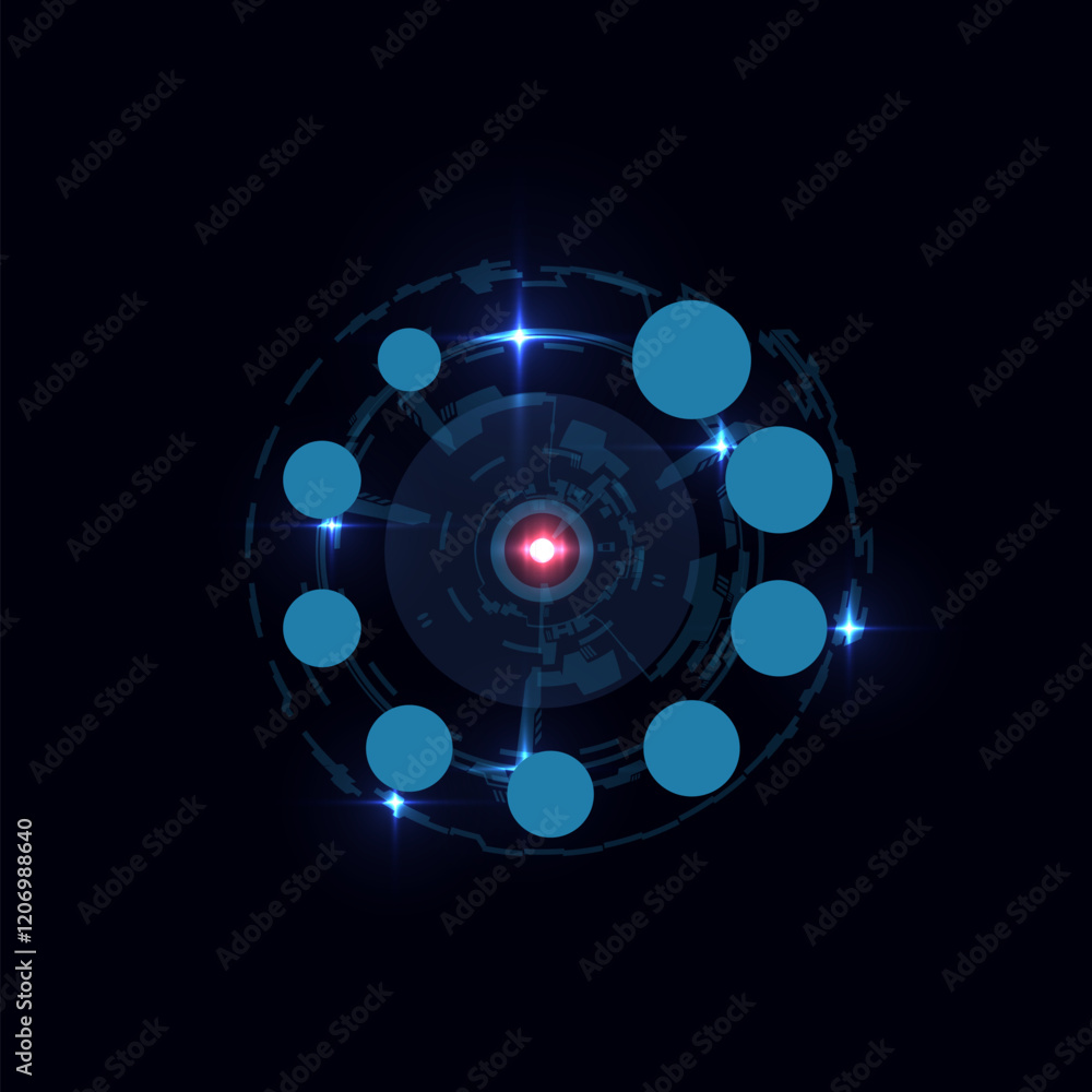 Futuristic progress loading bar with circles, round indicator, download ...