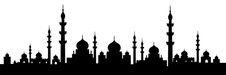 Poster - PNG Arab city architecture silhouette building.