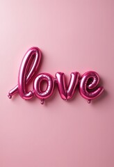 Wall Mural - a pink balloon lettering of the word love on a pink background