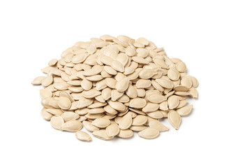 Whole Pumpkin Seeds in Shell Isolated, Raw Pepita Grains, Scattered Green Healthy Nuts