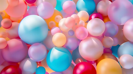 Wall Mural - 3d rendering of a colorful array of spheres. the spheres are of various sizes and colors, and they a
