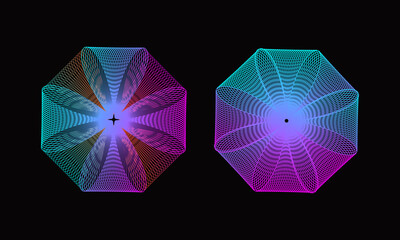 Wall Mural - Spirograph abstract element on a black background	