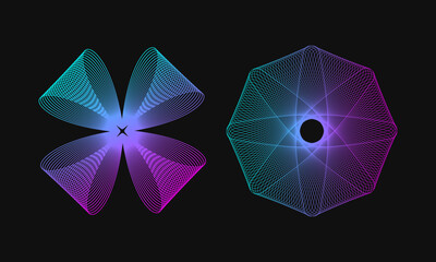 Wall Mural - Spirograph abstract element on a black background	