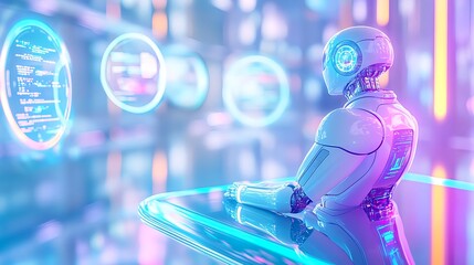 futuristic robot ai coding digital technology - ai