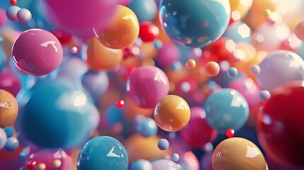 Wall Mural - 3d rendering of a colorful array of glossy spheres. the spheres are of various sizes and colors, and