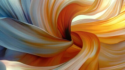 Aufkleber - Animation of organic shapes reminiscent of flower petals in motion. Smooth lines with transitions from orange to soft peaches create a fluid texture