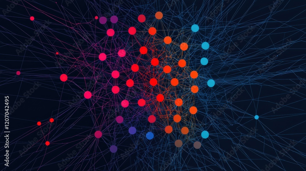Machine Learning Nodes Animation machine learning deep training concept. Abstract digital art featuring ...