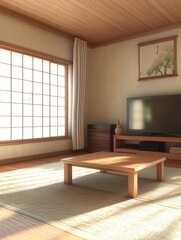 Wall Mural - Tranquil Japanese Style Living Room Interior Design