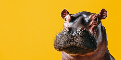 A cute baby hippo on a festive card, featuring wildlife banner art for World Wildlife Day, with a vibrant background