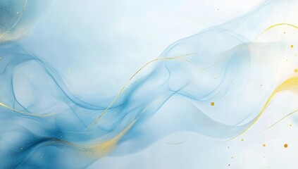 Poster - Abstract blue and gold flowing waves background.