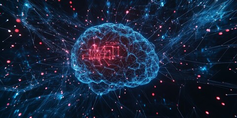 Wall Mural - Abstract digital brain network.