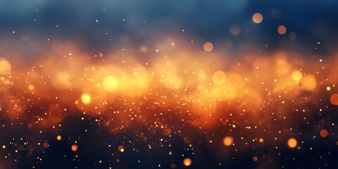Poster - Abstract fiery orange and blue bokeh background with glittering particles.