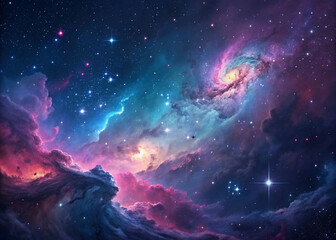 background with stars, colorful space galaxy cloud nebula. stary night cosmos. universe science astr