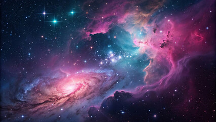 Wall Mural - background with space, colorful space galaxy cloud nebula. stary night cosmos. universe science astr